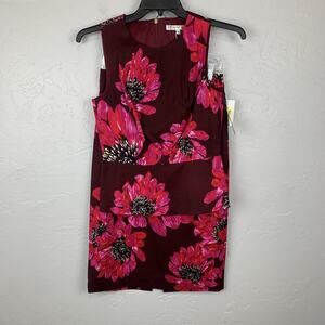 Trina Turk Skirt Set Womens Top 6 Skirt 4 Burgundy Pink Floral Pencil Made USA